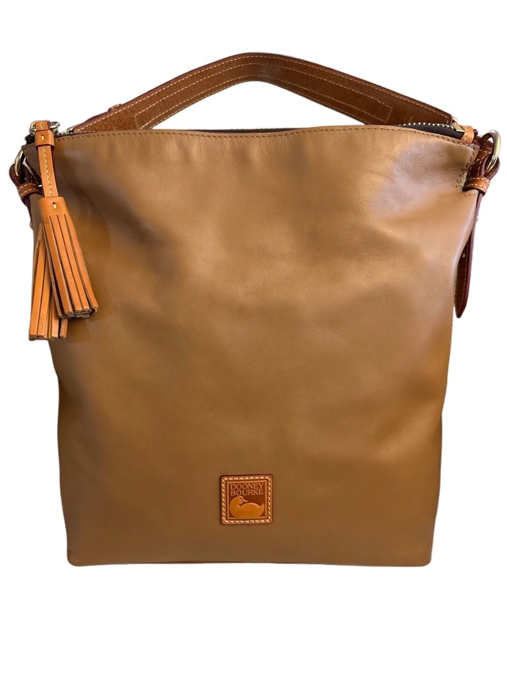 Dooney & Bourke Florentine Hobo Bag Natural Camel Tan Tassel Leather Shoulder